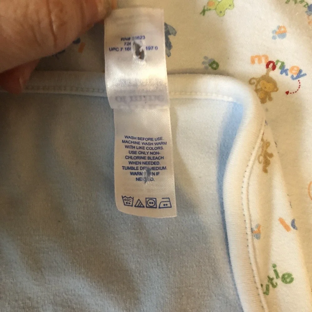 Carter's Blue Child of Mine Baby Blanket Lovable Cutie ABC Monkey Frog Ant Bug